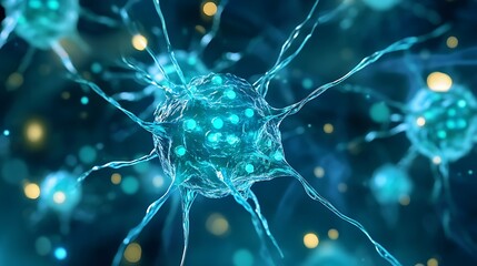Glowing Neuron Cell Illustration suitable for web design resource
