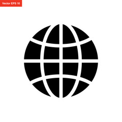 simple globe icon black and white