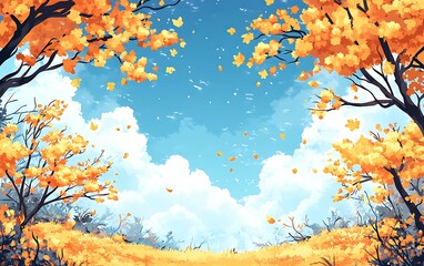 Autumn Canopy Vista Sky and Field Suitable for Outdoor Recreation Guide