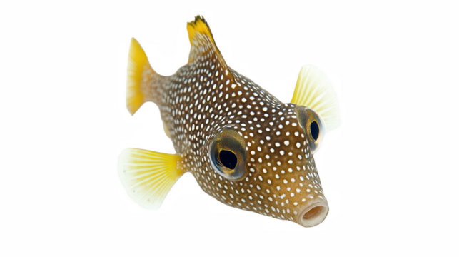 a yellow spotted fish on a transparent background, PNG image, PNG file, Generative art.