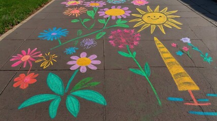 Bright and unusual spring landscape: blooming fields, green grass, vibrant flowers, and sunny skies creating an atmosphere of freshness and nature.