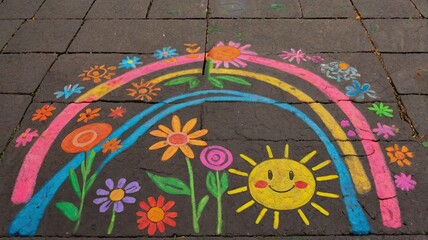 Bright and unusual spring landscape: blooming fields, green grass, vibrant flowers, and sunny skies creating an atmosphere of freshness and nature.