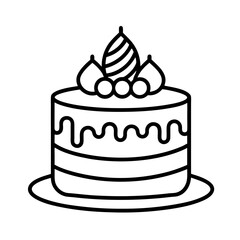 Cake outline icon on white background