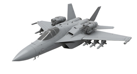Generic Fighter Jet Model Isolated on White Background