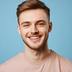 Obraz premium Business man on clean background, close up portrait of a smiling man in a suit