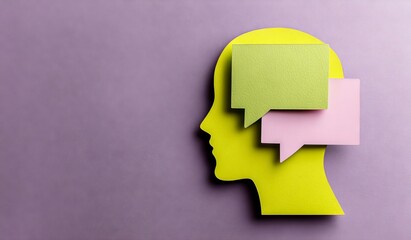 A thought-provoking photo of a paper cutout speech bubble in the shape of a heart, placed on a human head, conveying the idea of vocalizing one's intelligent thoughts and ideas