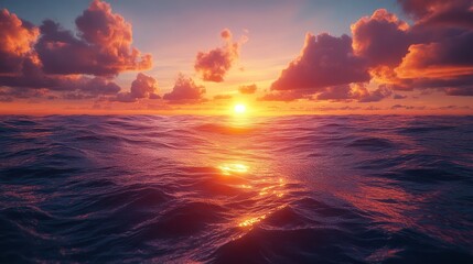 Fototapeta premium Serene sunset water reflection digital painting