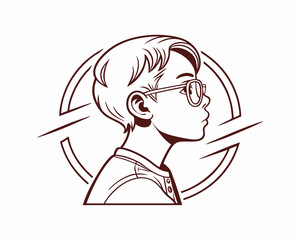 Profile view of a thoughtful anime boy in glasses.