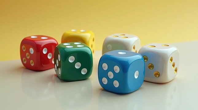 A whimsical and playful depiction of parchis dice and chips, with each piece transformed into a character with its own personality and style