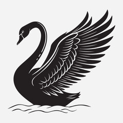 Fototapeta premium amaizing swan and duck silhouette icon 