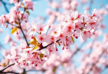 Delicate soft pink cherry blossoms on a gentle breeze, floral, cherry blossom