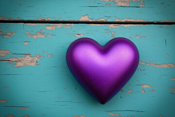 purple heart sitting on top of a wooden table