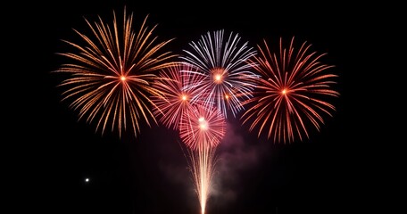 Colorful Fireworks Explosion on Black Background
