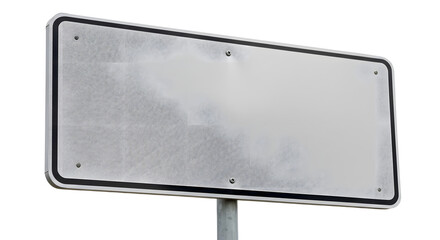 Blank Metal Sign on a Pole Isolated on White Background