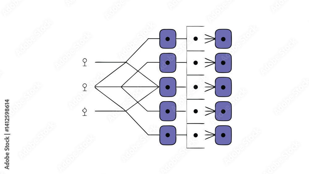 Poster machine learning process concept on white background