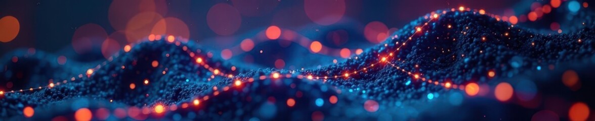 Interconnected nodes forming a blockchain network, data flow highlighted ,  chain,  distributed