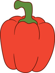 Bright red bell pepper illustration with a green stem