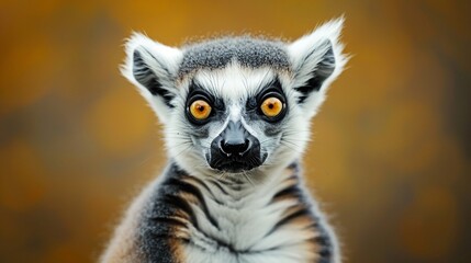 Fototapeta premium Ring-tailed lemur portrait, zoo, blurred background, wildlife