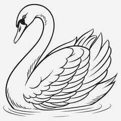 exclusive swan line art vector illustration