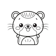 Cute brown teddy bear with a heart, a fun vector cartoon animal illustration for a baby or child's loving gift design