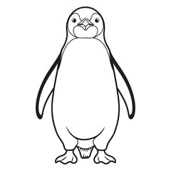  Cute Cartoon Penguin Black and White Outline Drawing