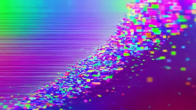 RGB color channels separate and malign creating a triply digital displacement effect with unpredictable glitch movements