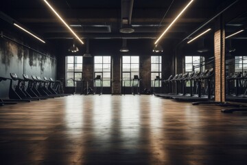 Empty fitness gym studio interior
