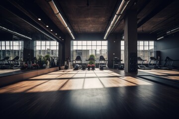 Empty fitness gym studio interior