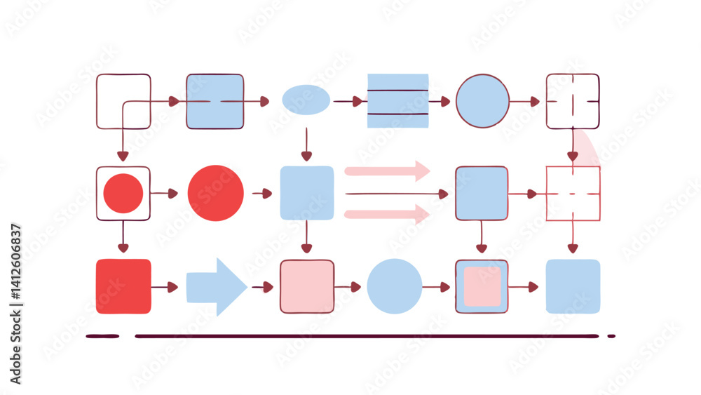 Poster mind mapping icons in minimalist style on white background