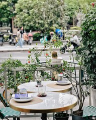 wood, table，tableware，environment, garden, celebration, table, holiday, wooden, wedding, flower, restaurant, chair, event, party, design