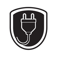 Electrical Outlet Silhouette Icon with Corded Plug