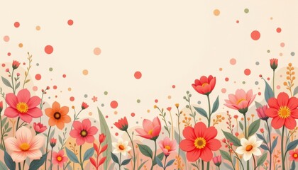 Soft Floral Background A soft, layered background of stylized flowers and dots, evoking warmth and happiness.