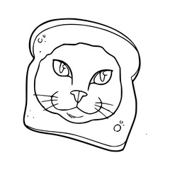cat face in toast line art