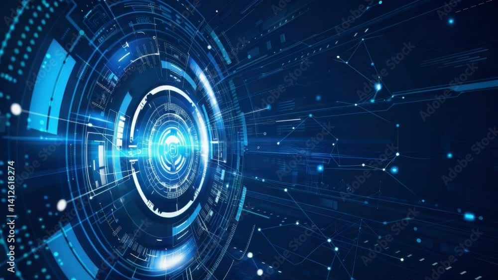  futuristic digital interface blue circular patterns and technology flow enhancing connectivity and d