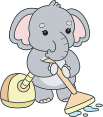 Obraz premium Cute Elephant vector icon. Funny baby Elephant animal series stock illustration. Life of fluffy Elephant designs.