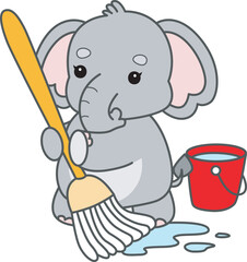 Cute Elephant vector icon. Funny baby Elephant animal series stock illustration. Life of fluffy Elephant designs.