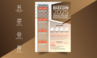 Modern corporate business conference flyer template design and Elegant Corporate business conference a4 cover flyer template, Business Conference Flyer Layout