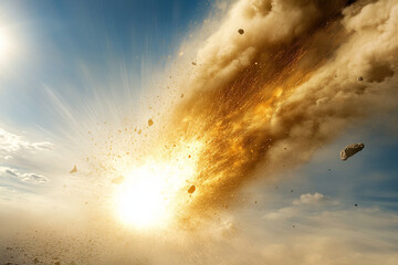 Asteroid collision creates explosive chaos in the atmosphere during day