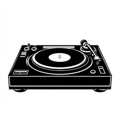Fototapeta premium Black and White Illustration of a Record Player