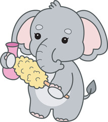 Cute Elephant vector icon. Funny baby Elephant animal series stock illustration. Life of fluffy Elephant designs.