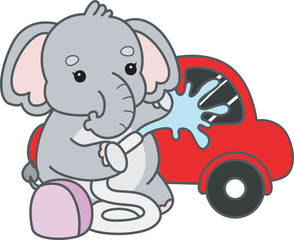 Cute Elephant vector icon. Funny baby Elephant animal series stock illustration. Life of fluffy Elephant designs.