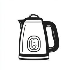 Fototapeta premium Black and White Illustration of Electric Kettle