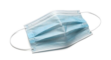 Protective Facemask: An unused blue surgical mask, highlighting its sterile design, ready to safeguard against potential hazards and protect health and well-being.