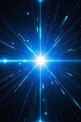 Obraz premium a close up of a star with a blue background and a starburst