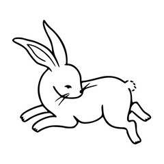 rabbit line art vector illustration	