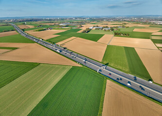 German highway A 81crossing the fertile agricultural landscape of Langes Feld north of Stuttgart,...