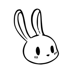 cute bunny head line art illustration