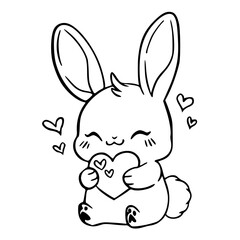 sweet bunny embracing a heart with little hearts