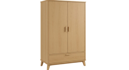 Isolated Wooden Wardrobe with Drawers