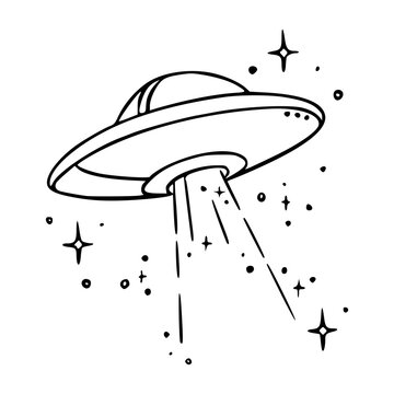 sparkling alien spaceship abducting clipart